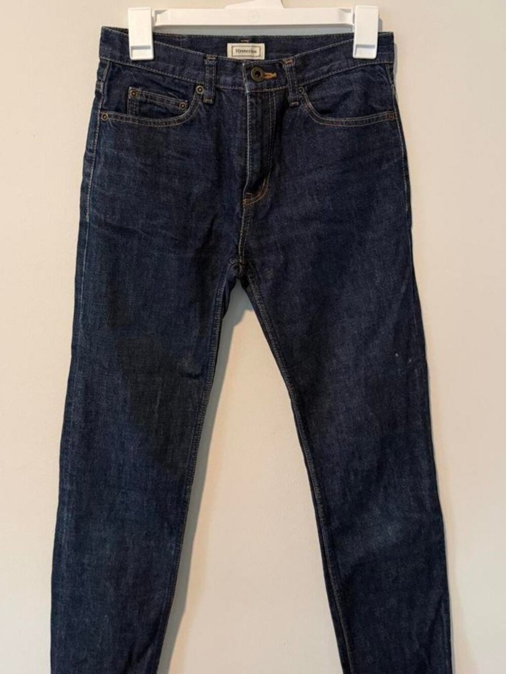 Hysteric Glamour dark wash raw blue jeans
